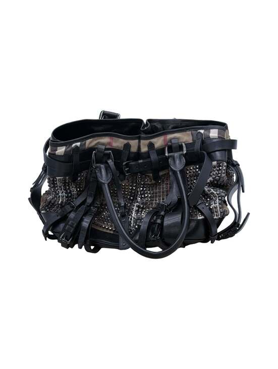 Handbags - Burberry Prorsum Studded Nova Check Buckle Tote Bag – Black Leather & Canvas